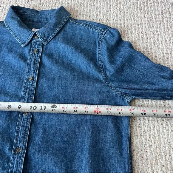 Equipment Femme Arlette Chambray Denim Button Down Tunic Top - Picture 12 of 13